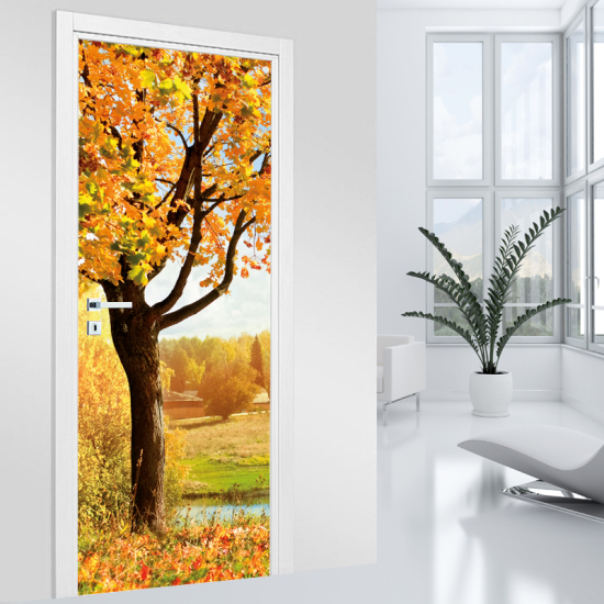 Vinilo Adhesivo para puerta - Árbol otoño