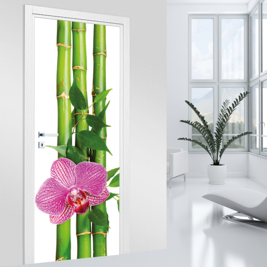 Vinilo Adhesivo para puerta - Bambú orquídea