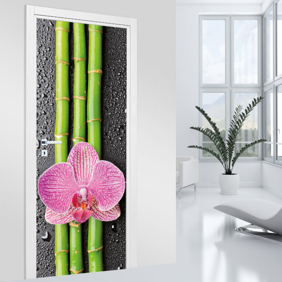 Vinilo Adhesivo para puerta - Bambú orquídea