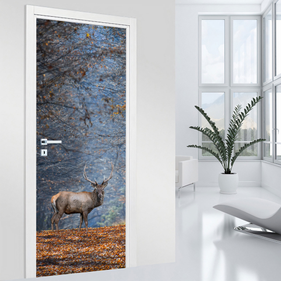 Vinilo Adhesivo para puerta - Bosque Ciervo