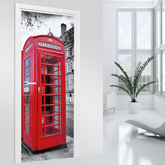 Vinilo Adhesivo para puerta - Cabina telefónica Londres