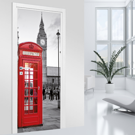 Vinilo Adhesivo para puerta - Cabina Telefónica Londres