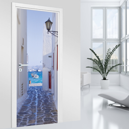 Vinilo Adhesivo para puerta - Callejón griego