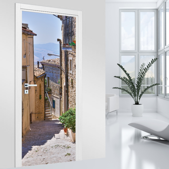 Vinilo Adhesivo para puerta - Callejón Mediterráneo