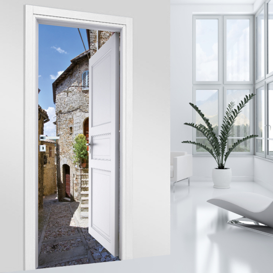 Vinilo Adhesivo para puerta - Callejón Pueblo