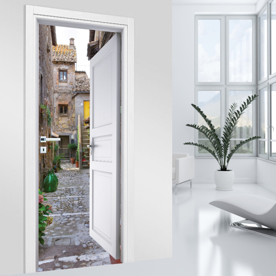 Vinilo Adhesivo para puerta - Callejón Pueblo