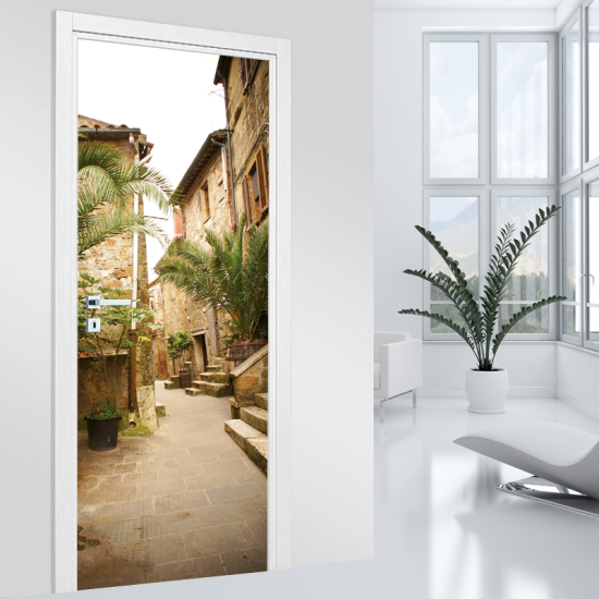 Vinilo Adhesivo para puerta - Callejón Pueblo