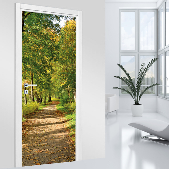 Vinilo Adhesivo para puerta - Camino bosque