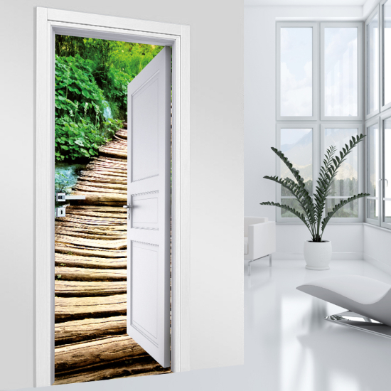 Vinilo Adhesivo para puerta - Camino de Madera