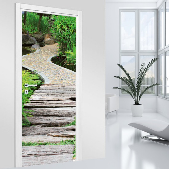 Vinilo Adhesivo para puerta - Camino jardín