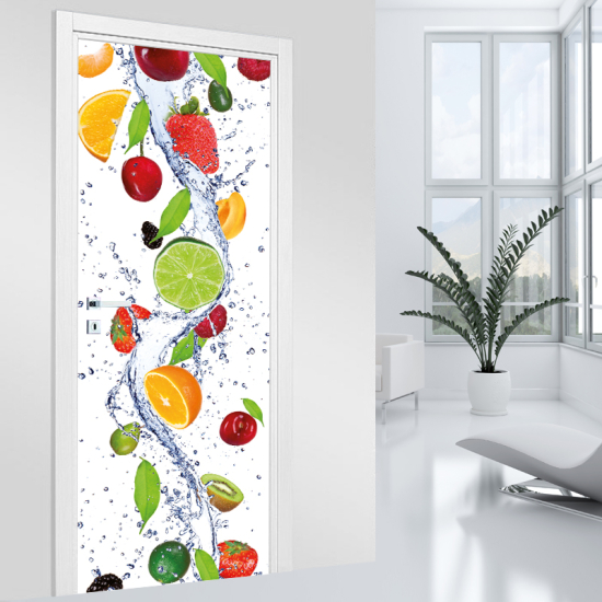 Vinilo Adhesivo para puerta - Cascada de frutas