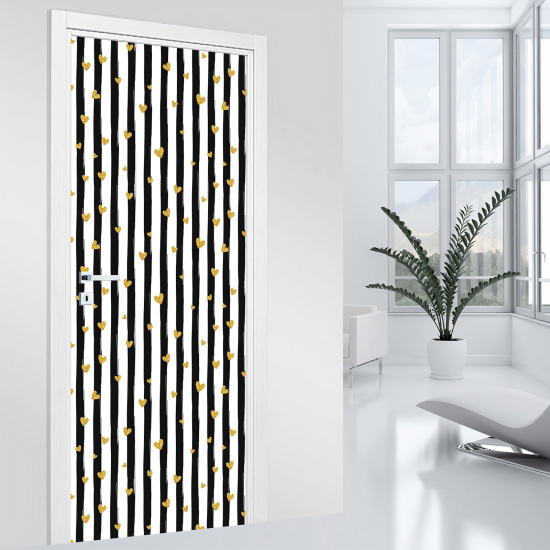 Vinilo Adhesivo para puerta - Corazones Rayas