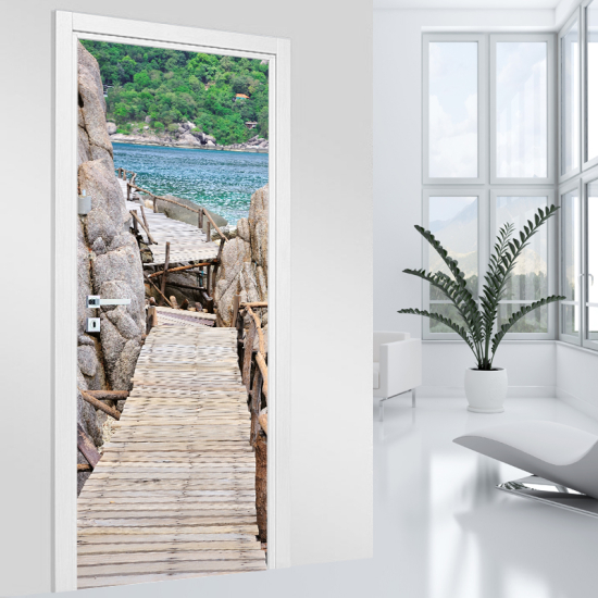 Vinilo Adhesivo para puerta - Embarcadero de Madera
