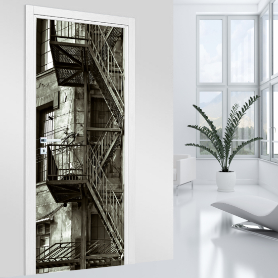 Vinilo Adhesivo para puerta - Escaleras edificio