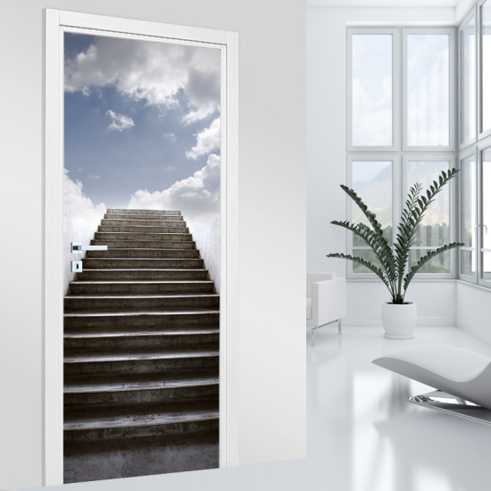 Vinilo Adhesivo para puerta - Escaleras hacia el cielo