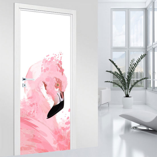 Vinilo Adhesivo para puerta - Flamenco rosa