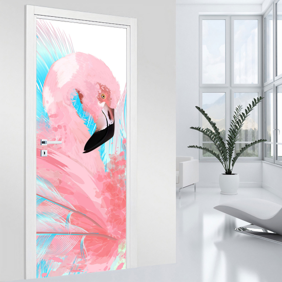 Vinilo Adhesivo para puerta - Flamenco rosa