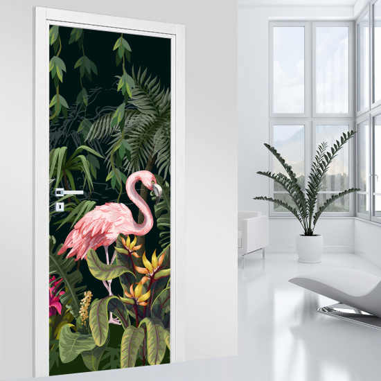Vinilo Adhesivo para puerta - Flamenco rosa