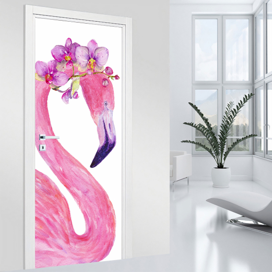 Vinilo Adhesivo para puerta - Flamenco rosa