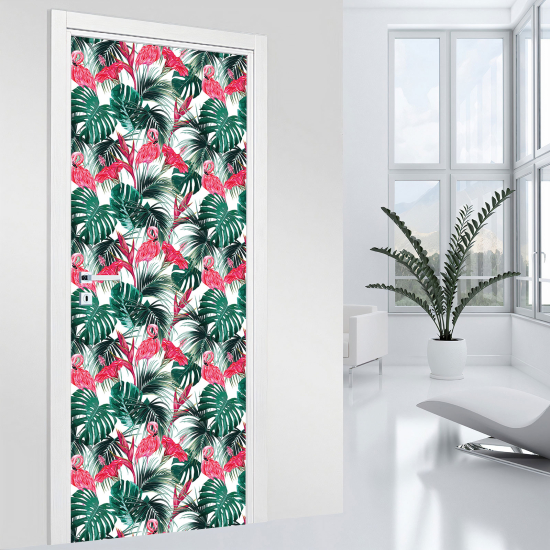 Vinilo Adhesivo para puerta - Flamencos rosas