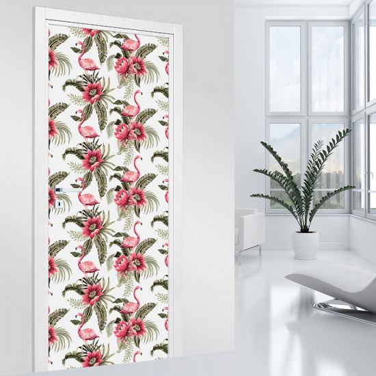 Vinilo Adhesivo para puerta - Flamencos rosas