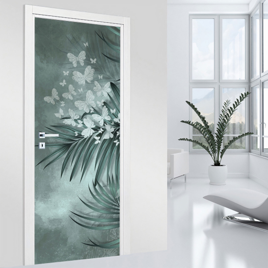 Vinilo Adhesivo para puerta - Hojas mariposas