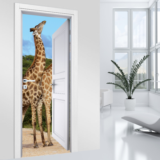 Vinilo Adhesivo para puerta - Jirafas