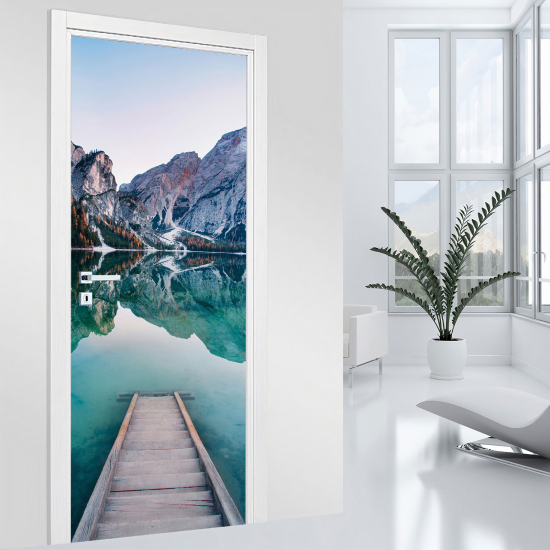 Vinilo Adhesivo para puerta - Lago y Montaña
