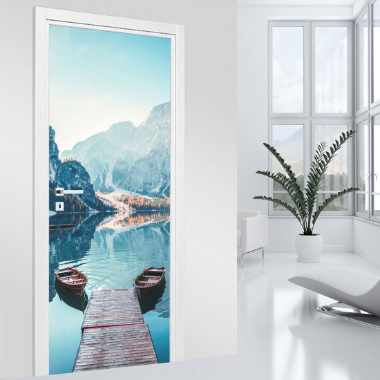 Vinilo Adhesivo para puerta - Lago y Montañas