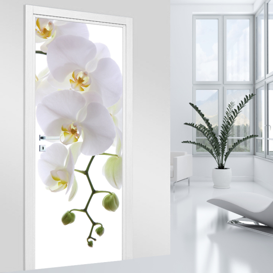Vinilo Adhesivo para puerta - Orquídea blanca