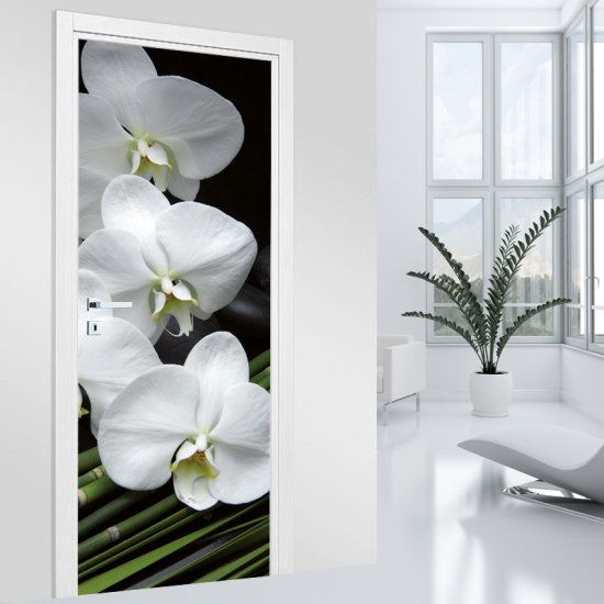 Vinilo Adhesivo para puerta - Orquídea blanca