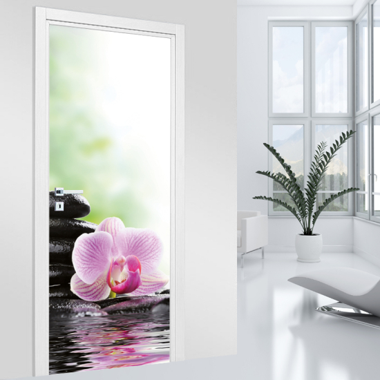 Vinilo Adhesivo para puerta - Orquídeas Zen