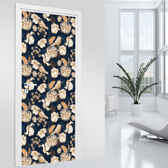 Vinilo Adhesivo para puerta - Pájaros flores