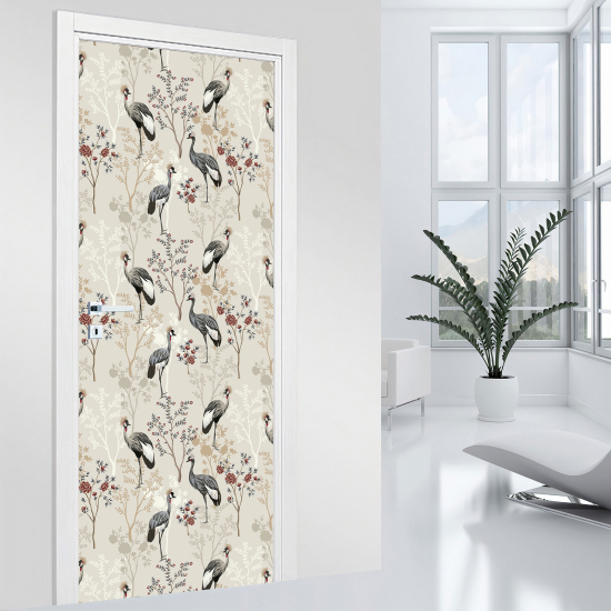 Vinilo Adhesivo para puerta - Pájaros flores
