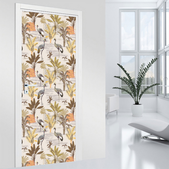 Vinilo Adhesivo para puerta - Pájaros flores
