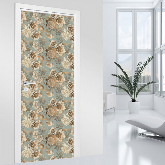 Vinilo Adhesivo para puerta - Pájaros flores
