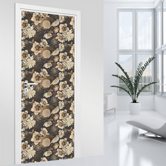Vinilo Adhesivo para puerta - Pájaros flores