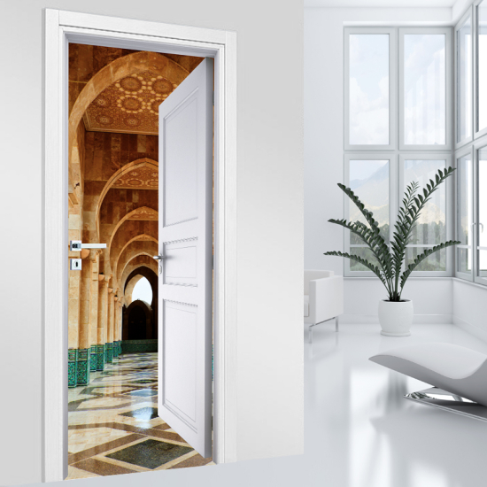 Vinilo Adhesivo para puerta - Pasillo Mezquita Hassan II
