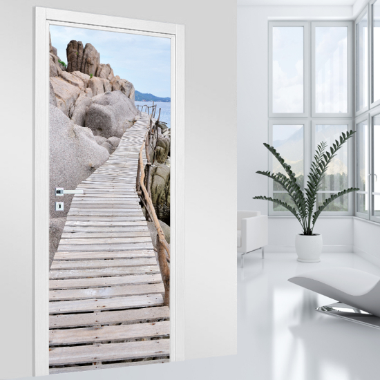 Vinilo Adhesivo para puerta - Pontón de madera