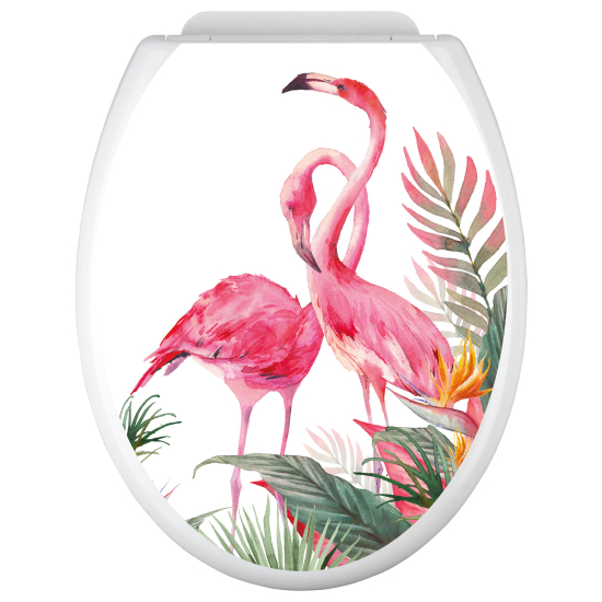 Vinilo Adhesivo para tapa WC - Flamencos rosas