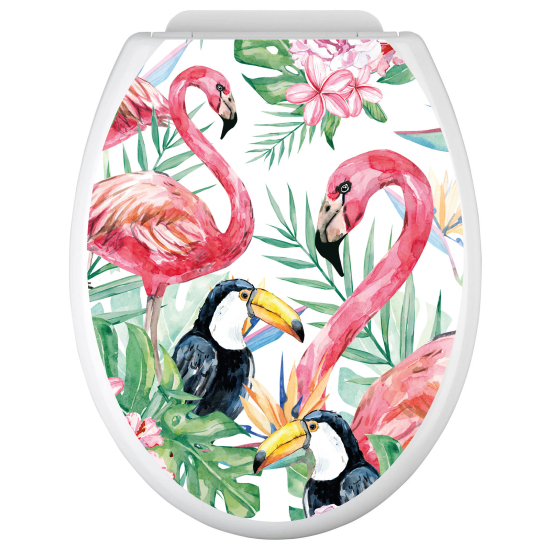 Vinilo Adhesivo para tapa WC - Flamencos rosas
