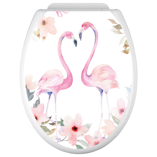 Vinilo Adhesivo para tapa WC - Flamencos rosas