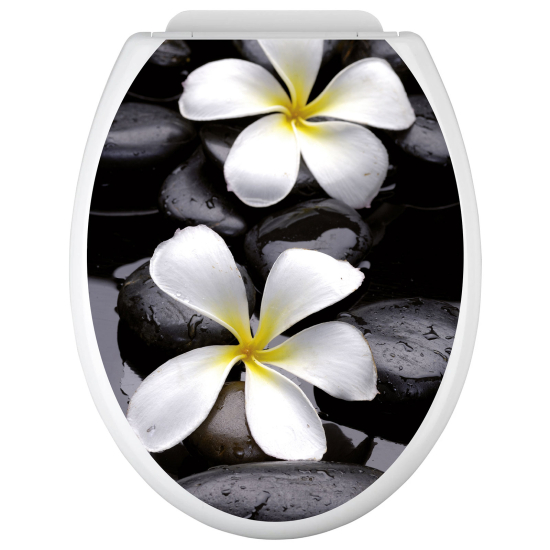 Vinilo Adhesivo para tapa WC - Flores Guijarros