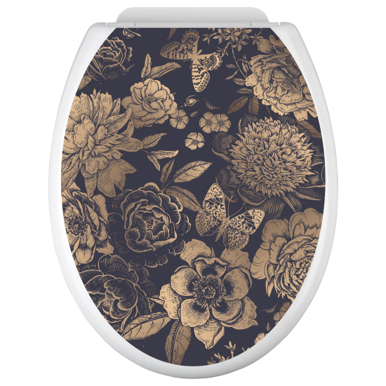 Vinilo Adhesivo para tapa WC - Flores Mariposas