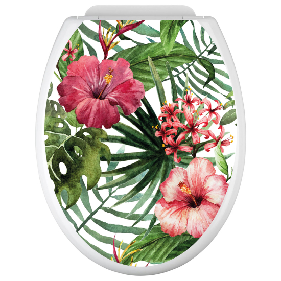 Vinilo Adhesivo para tapa WC - Flores tropicales