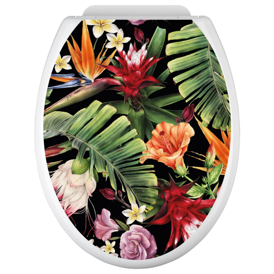 Vinilo Adhesivo para tapa WC - Flores tropicales