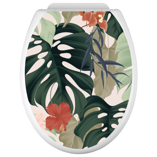 Vinilo Adhesivo para tapa WC - Hojas tropicales