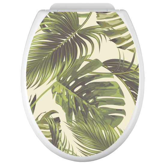 Vinilo Adhesivo para tapa WC - Hojas Tropicales