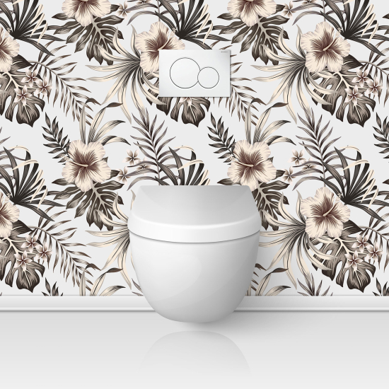 Vinilo Adhesivo para WC - Flores tropicales