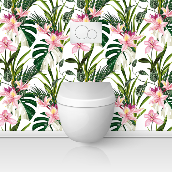 Vinilo Adhesivo para WC - Flores tropicales